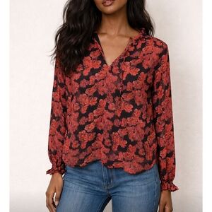 cupcakes & cashmere Black and Red Floral Blouse